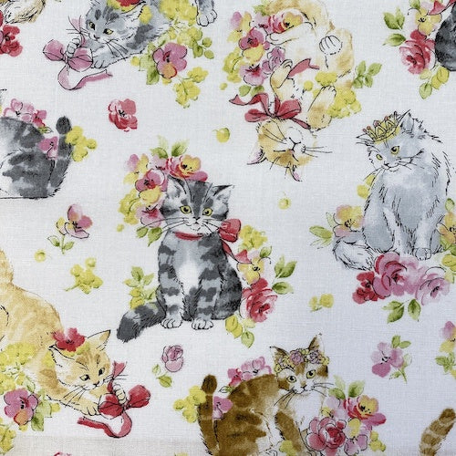 Nishi Floral Cats on White