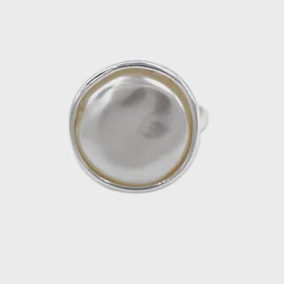 Pearl Disc Silver Adjustable Ring