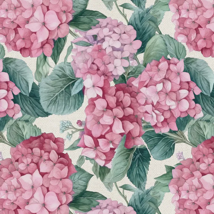 Pink Hydrangeas on Linen