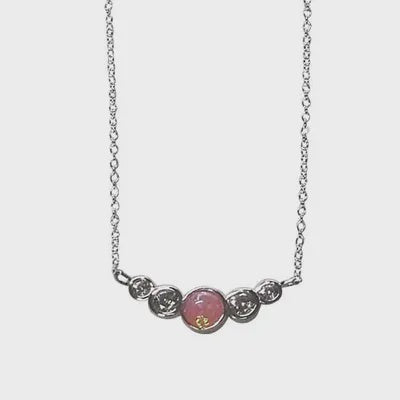 Pink Opal and Crystal Sterling Silver Necklace
