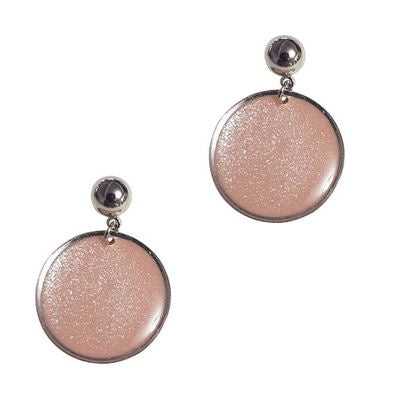 Sparkle Enamel Round Earring Pink