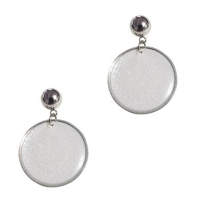 Sparkle Enamel Round Earring White