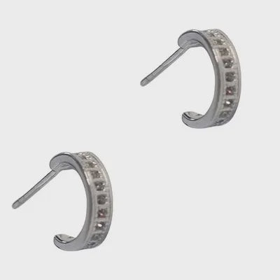 Selina Sterling CZ Highlight Huggie Earrings