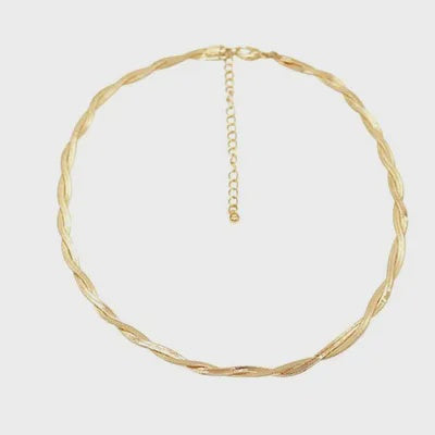 Twist Herringbone Chain Necklace Gold