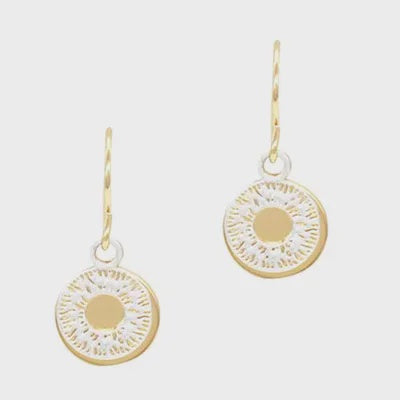 Two Tone Open Round Filigree Earring Gold/Silver