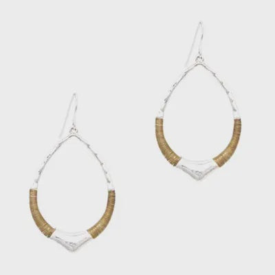 Two Tone Wire Point Tear Drop Earring