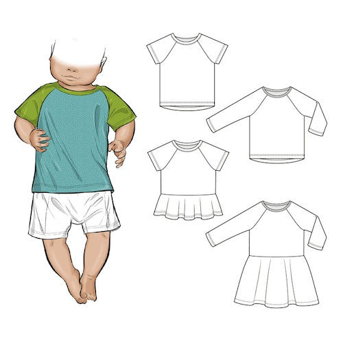 Tadah Patterns Baby Basics - Raglan Tee & Dress