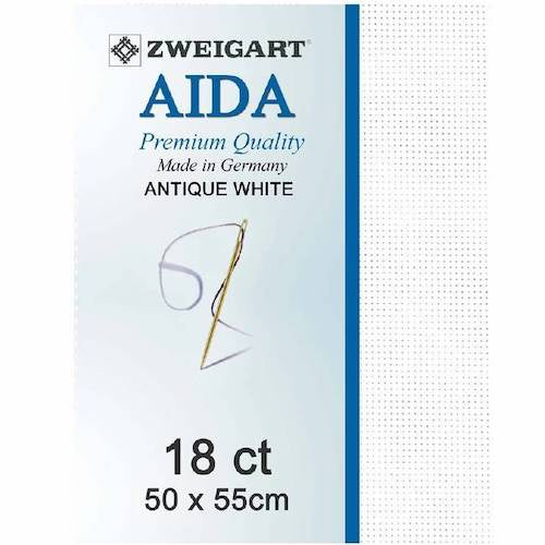 Zweigart Aida 18ct - White 50 x 55cm