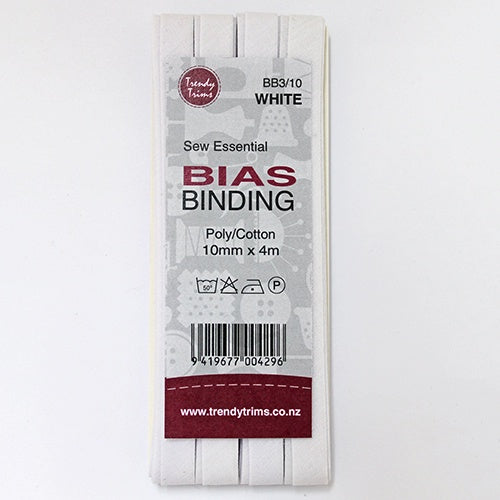 Bias Binding - White 10mm x 4mm