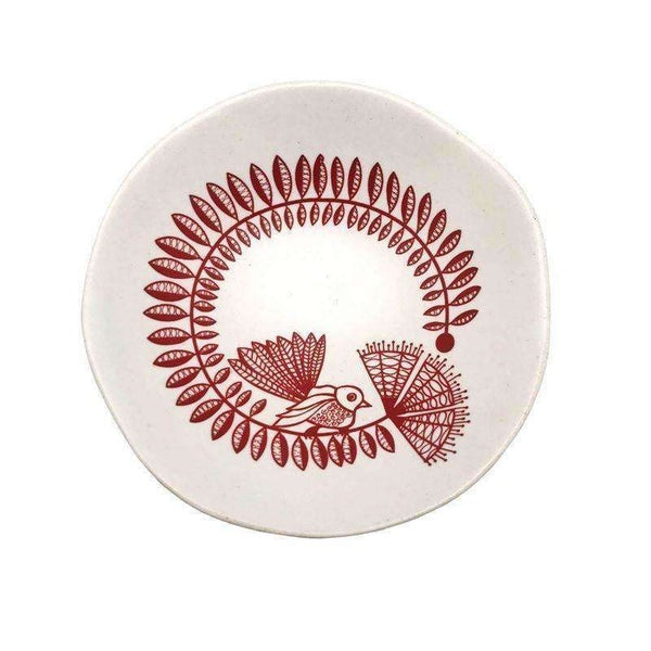 Jo Luping Bowl - Red Fantail and Pohutukawa On White