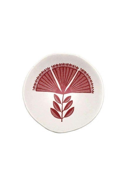 Jo Luping Bowl - Red Pohutukawa Lace On White