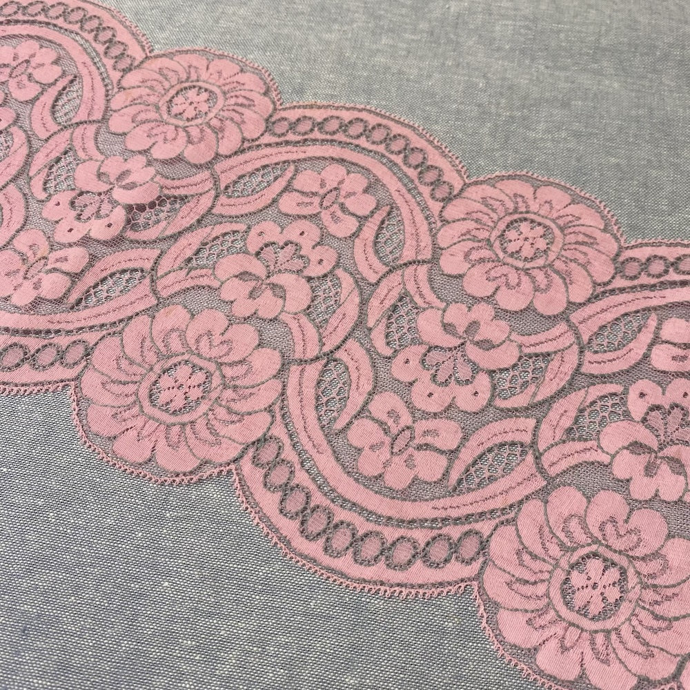 French Pink and Silver Grey Soft Lace 2.8 metres