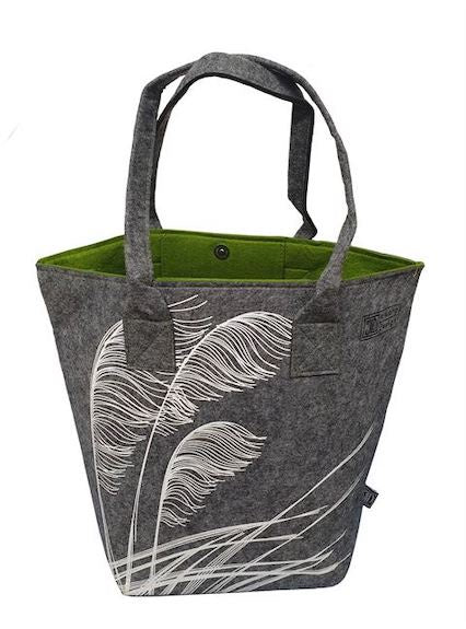 Toetoe Grey and Green Shoulder Tote Bag